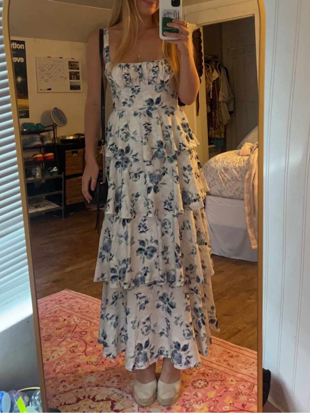 Cotton Candy LA White Maxi Dress with Blue Floral